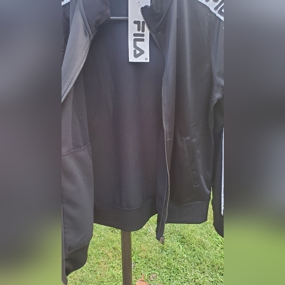 Fila  Black Sleeve Spell Out Track Warm Up‎ Casual Women's Jacket Size Small - Picture 8 of 11